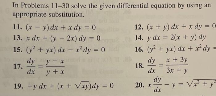 Solved In Problems 11−30 solve the given differential | Chegg.com