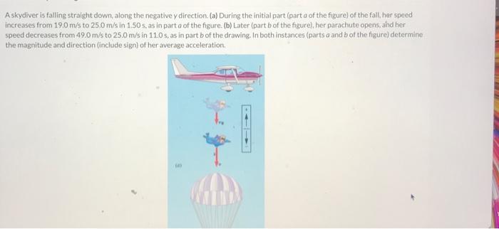 Solved A Skydiver Is Falling Straight Down, Along The | Chegg.com