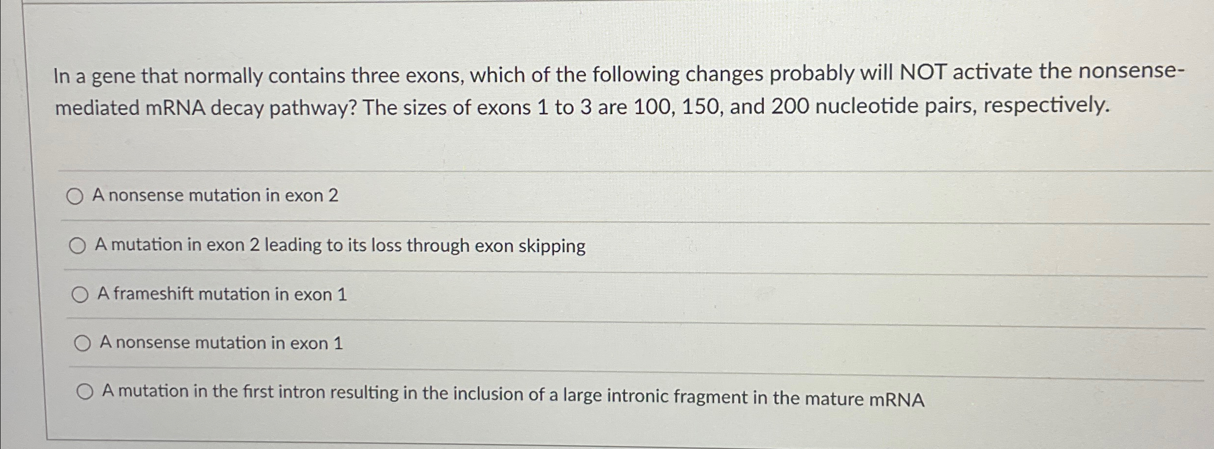 Solved In a gene that normally contains three exons, which | Chegg.com