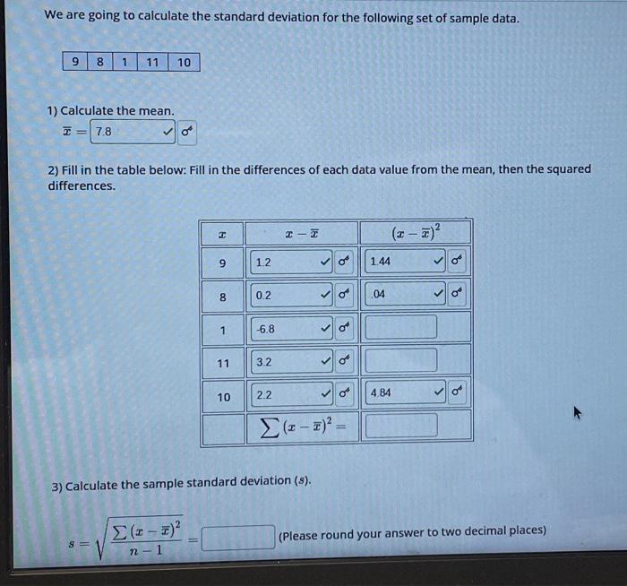 Solved We are going to calculate the standard deviation for | Chegg.com