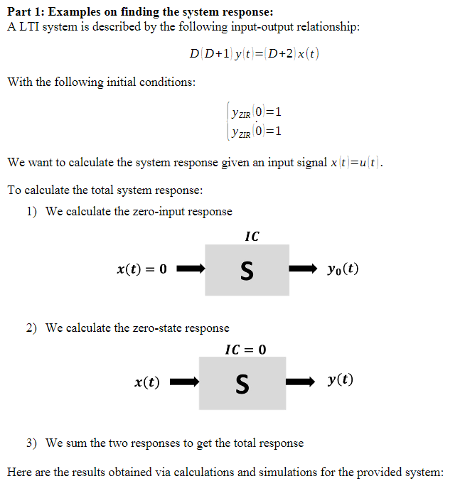 Solved Part 1: Examples on ﻿finding the system response:A | Chegg.com