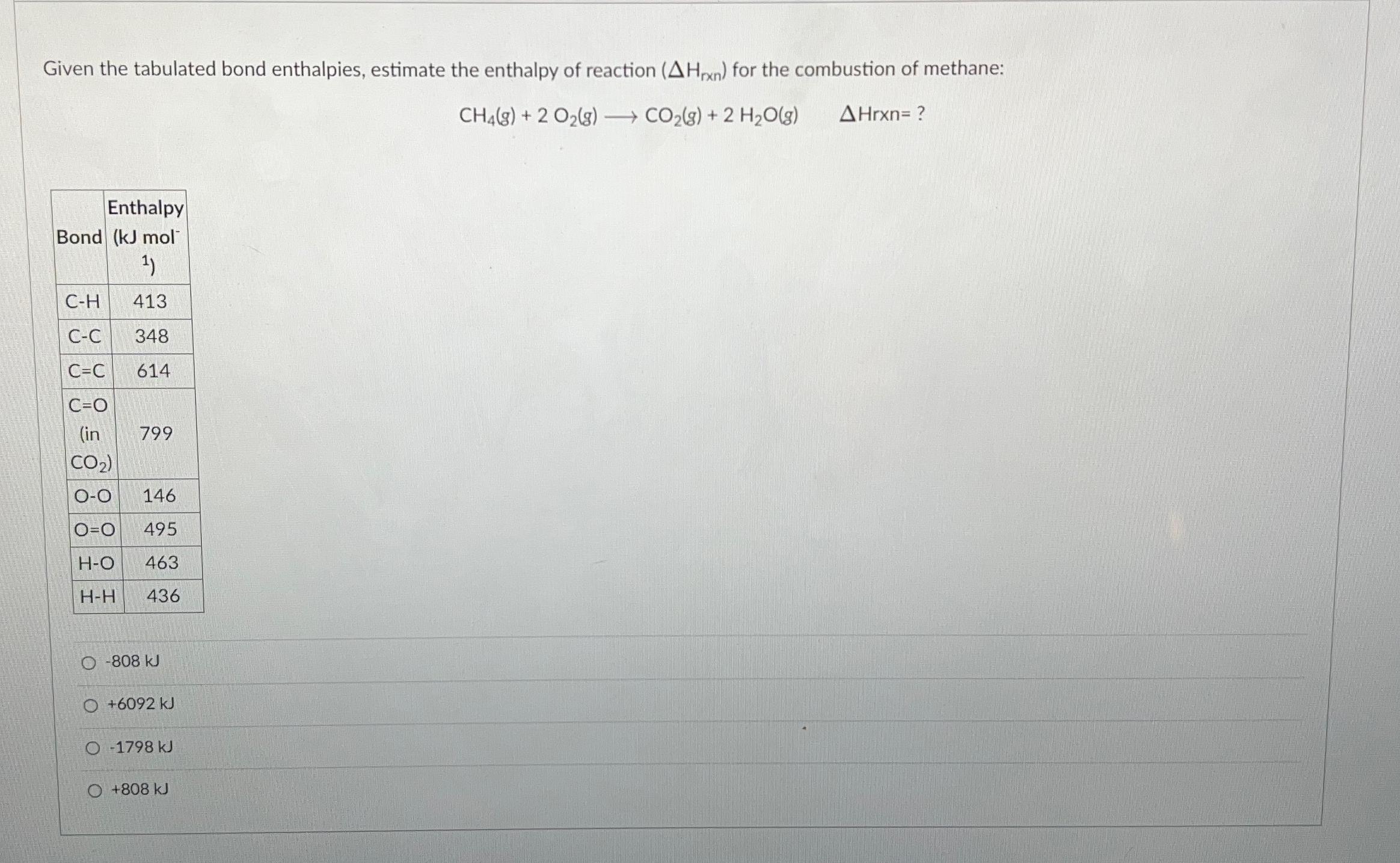 Solved Given The Tabulated Bond Enthalpies, Estimate The | Chegg.com