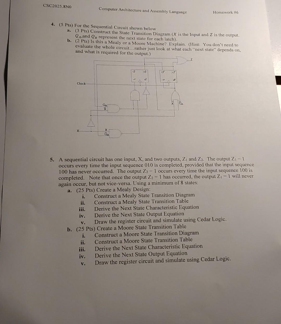 Solved 4. (5Pts) For The Sequential Circuit Shown Below A. | Chegg.com