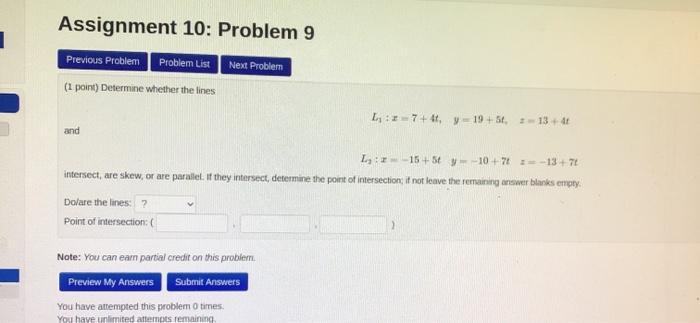 Solved Assignment 10: Problem 9 Next Problem Previous | Chegg.com