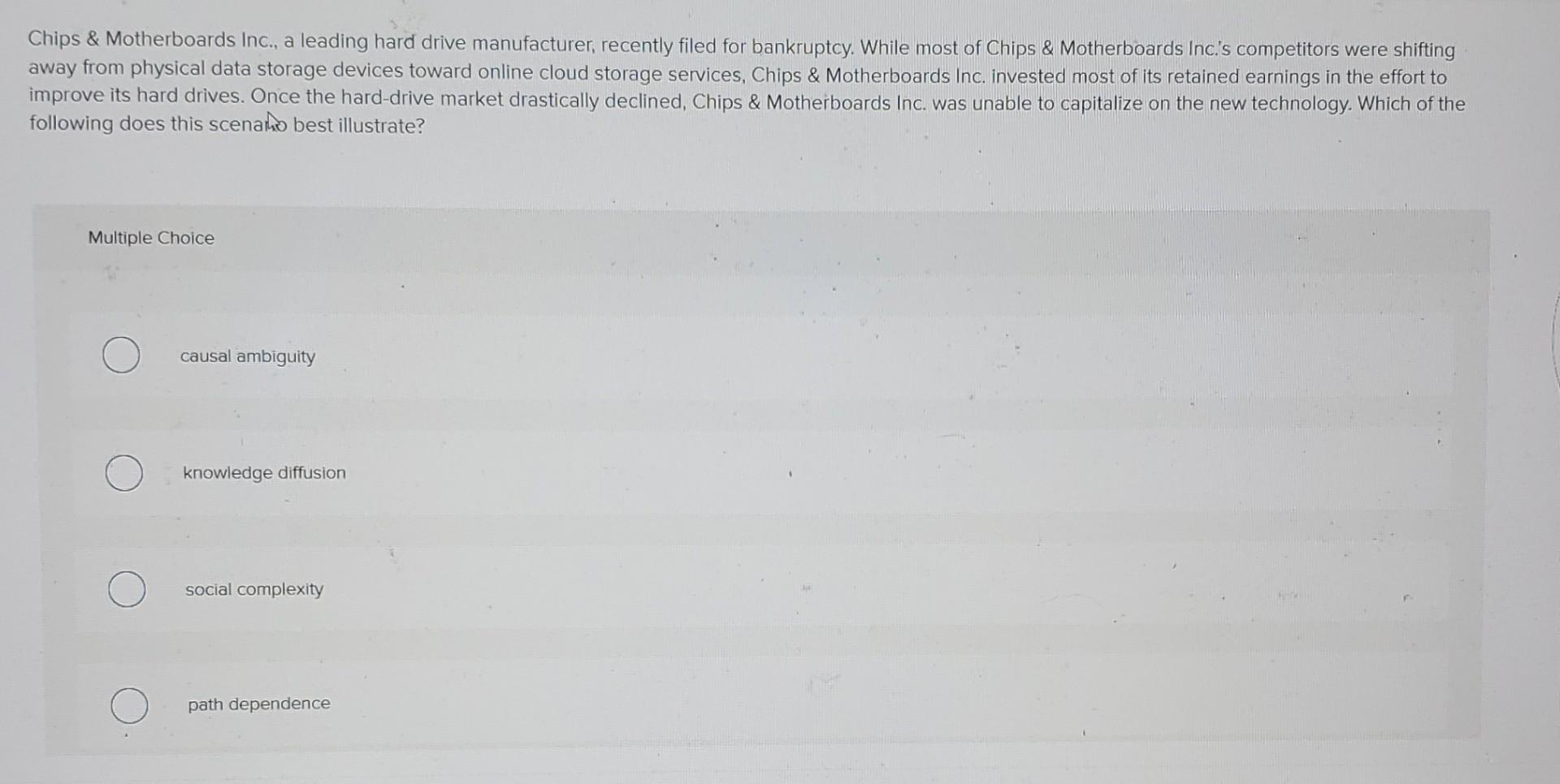 Solved Chips & Motherboards Inc., a leading hard drive