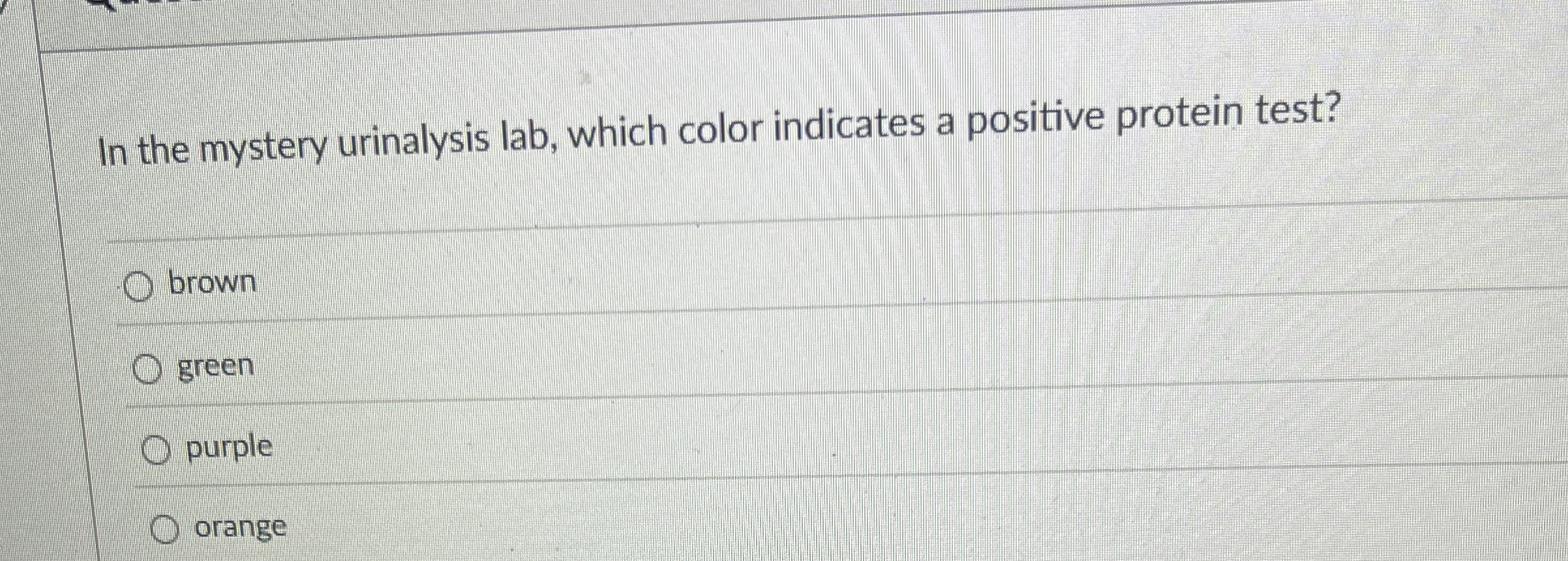 Solved In the mystery urinalysis lab, which color indicates