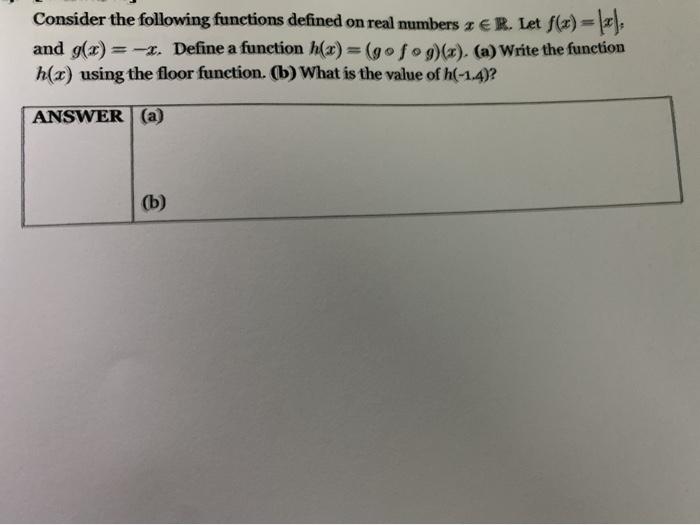 Solved Consider the following functions defined on real | Chegg.com