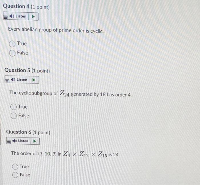 Solved Question 1 1 Point Listen → Z2 X Z4 Is Isomorphic