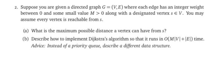 Solved 2. Suppose you are given a directed graph G=(V,E) | Chegg.com