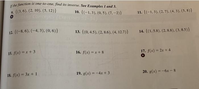 Solved If The Function Is One To One Find Its Inverse See Chegg Com