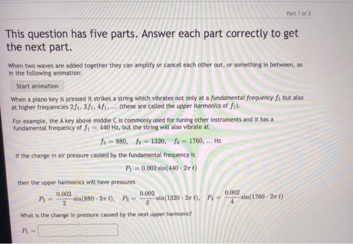 Solved Part 1 of 5 This question has five parts. Answer each | Chegg.com