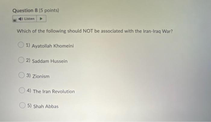 Solved Question 8 (5 points) Listen Which of the following | Chegg.com