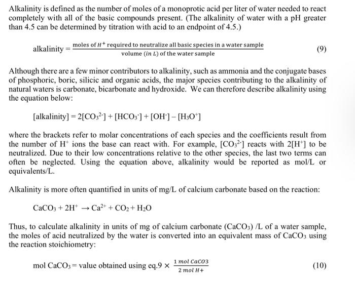 how can calculate the alkalinity in units of mg of