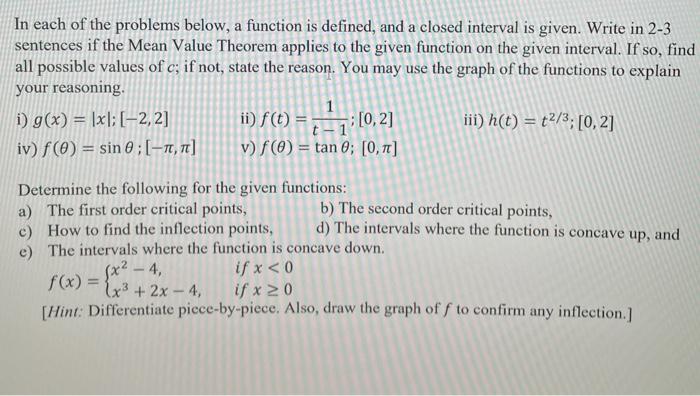 Solved In each of the problems below, a function is defined, | Chegg.com