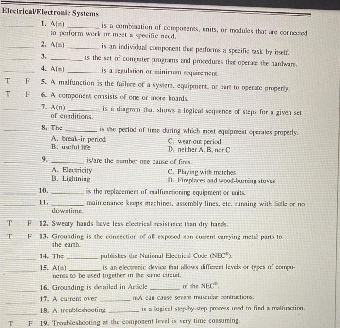 Solved 2. A(n) is an individual component that performs a | Chegg.com