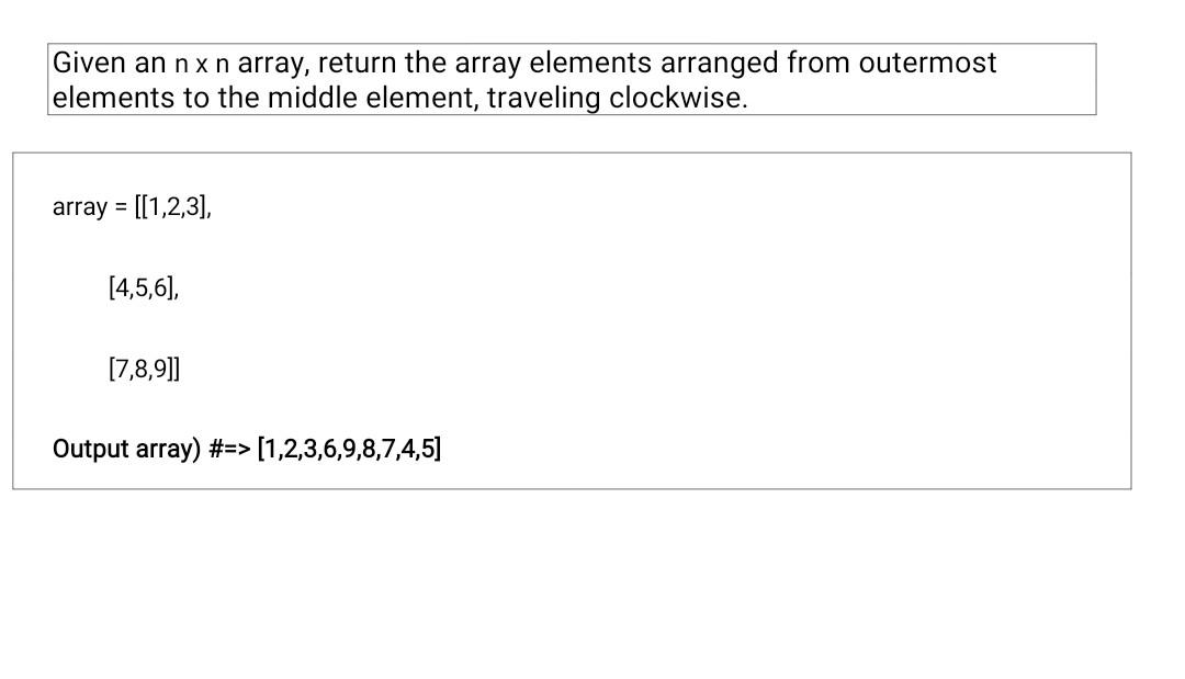 Solved Given an nx n array, return the array elements | Chegg.com