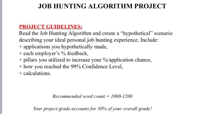 JOB HUNTING ALGORITHM PROJECT PROJECT GUIDELINES: | Chegg.com