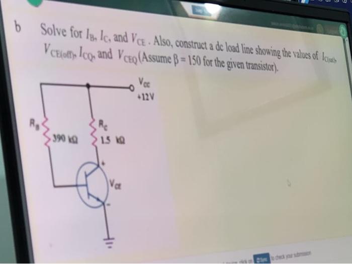 Solved b Solve for ly, Ic, and Vc. Also, construct a de load | Chegg.com