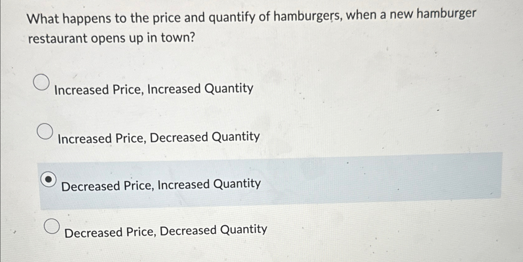 Solved What happens to the price and quantify of hamburgers, | Chegg.com