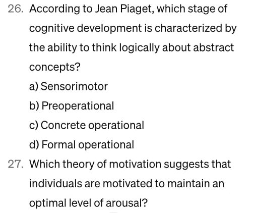 Solved According to Jean Piaget which stage of cognitive Chegg