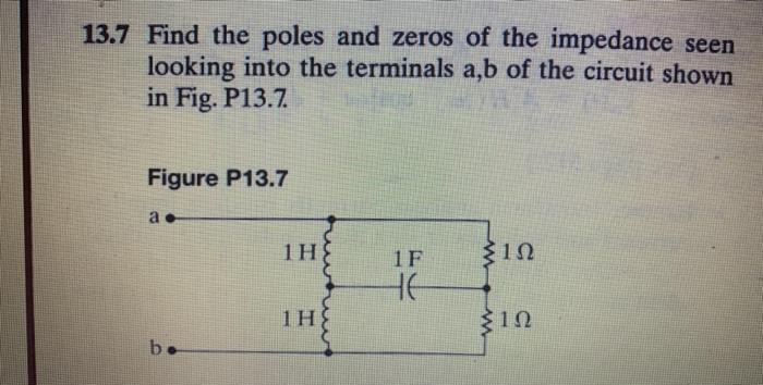 Solved 13.7 Find the poles and zeros of the impedance seen | Chegg.com