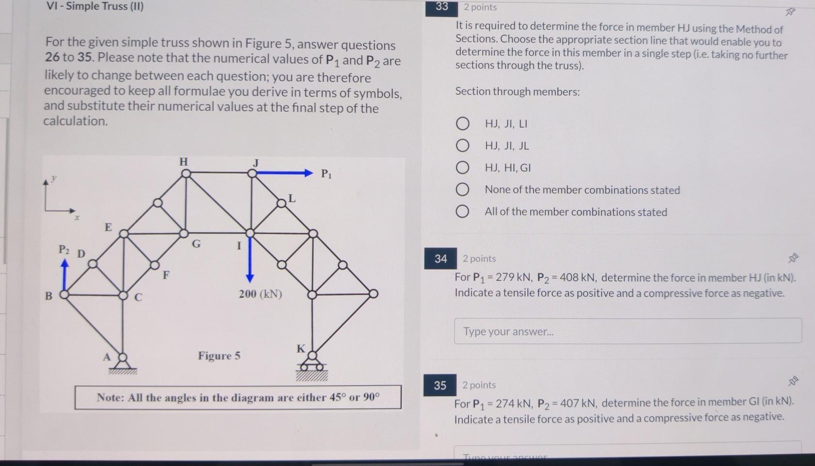 Solved 27 VI - Simple Truss (11) 2 points The correct Free | Chegg.com
