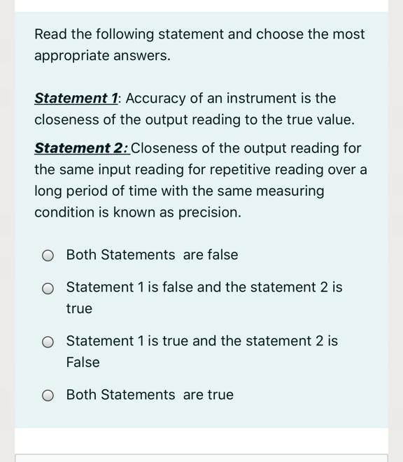 Solved Read the following statement and choose the most | Chegg.com