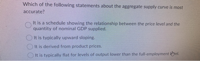 Solved Which of the following statements about the aggregate | Chegg.com