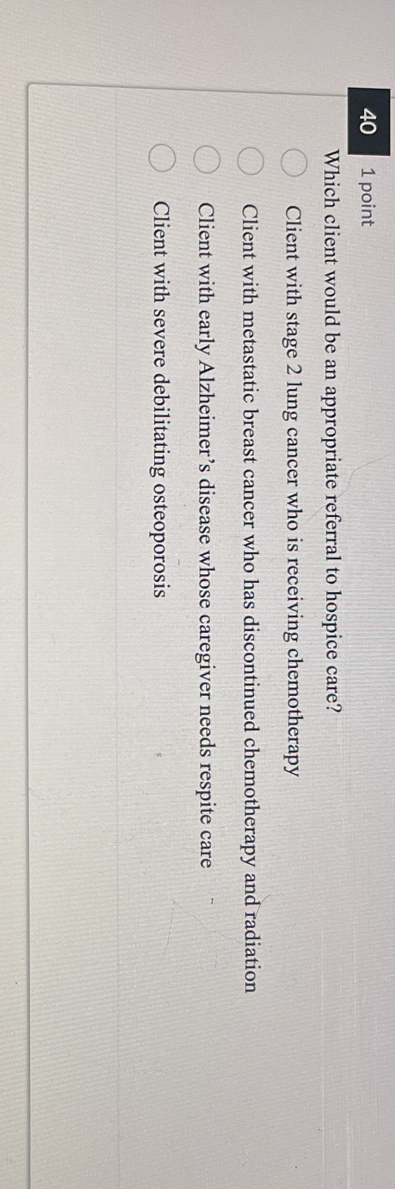 Solved 40,1 ﻿pointWhich client would be an appropriate