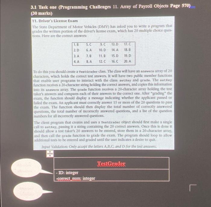 Solved 3.1 Task one (Programming Challenges 11. Array of | Chegg.com
