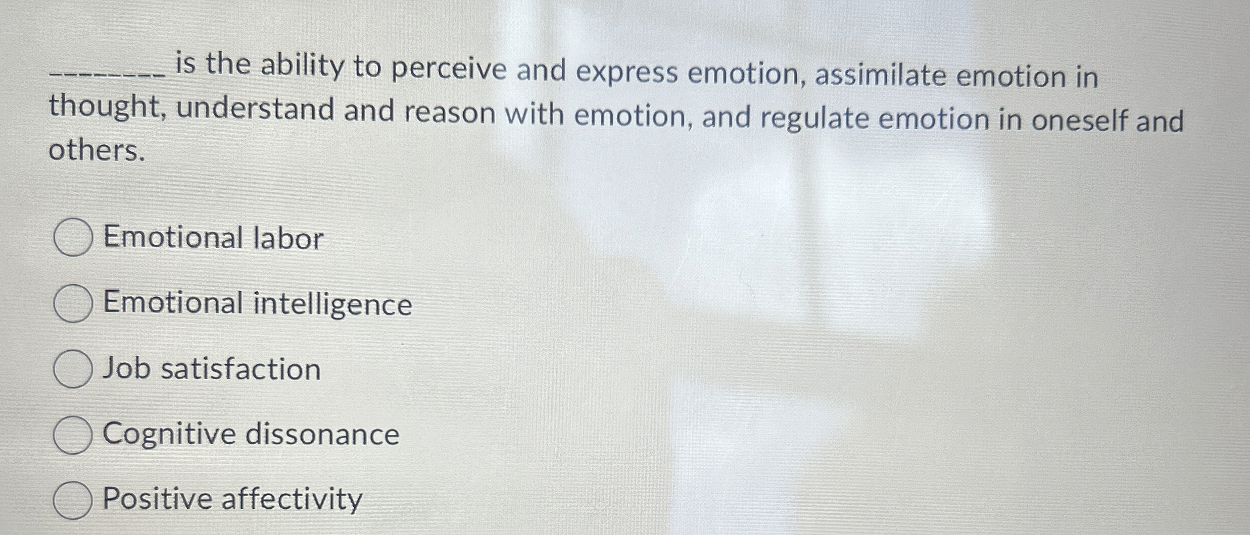 Solved is the ability to perceive and express emotion, | Chegg.com
