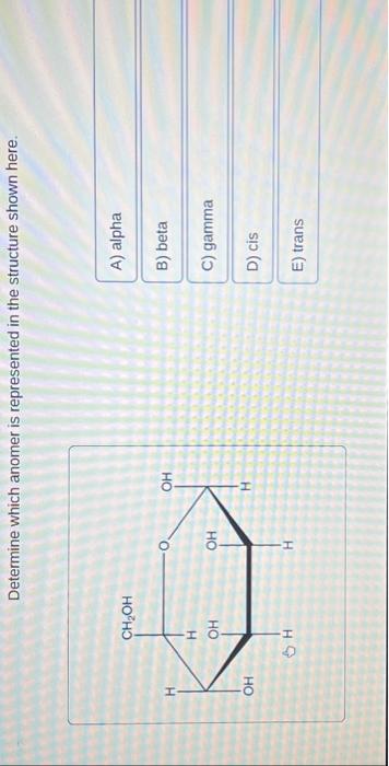 Solved Determine which anomer is represented in the | Chegg.com