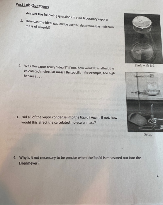 Solved Post Lab Questions Answer the following questions in | Chegg.com