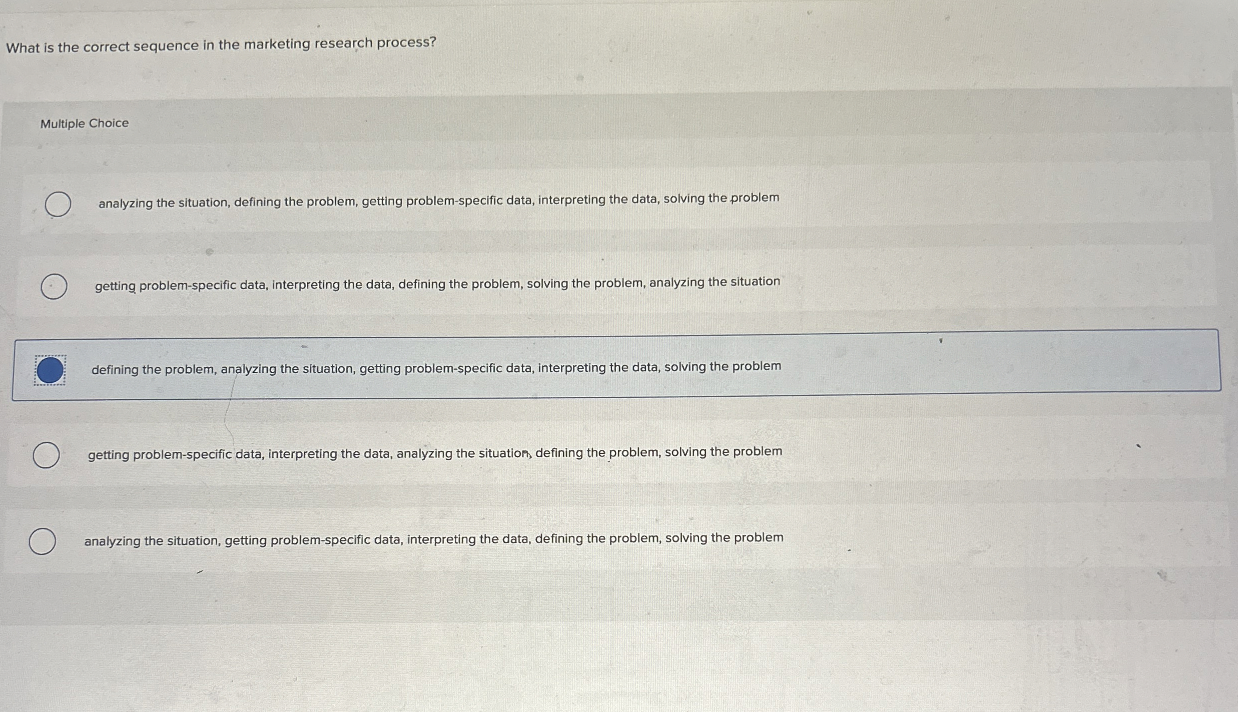 Solved What is the correct sequence in the marketing