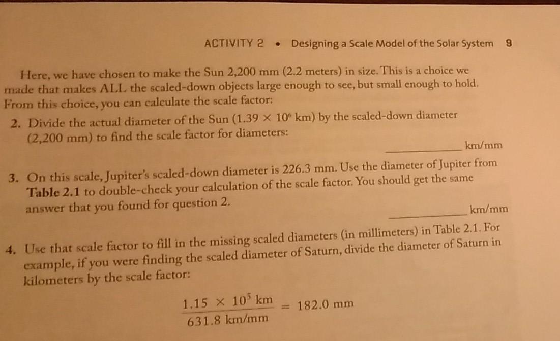 Solved ACTIVITY 2 • Designing a Scale Model of t Here, we | Chegg.com