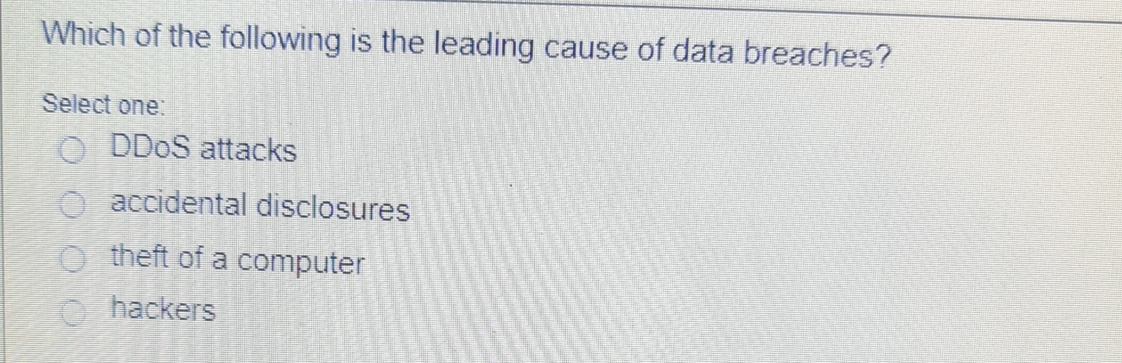 Solved Which of the following is the leading cause of data | Chegg.com