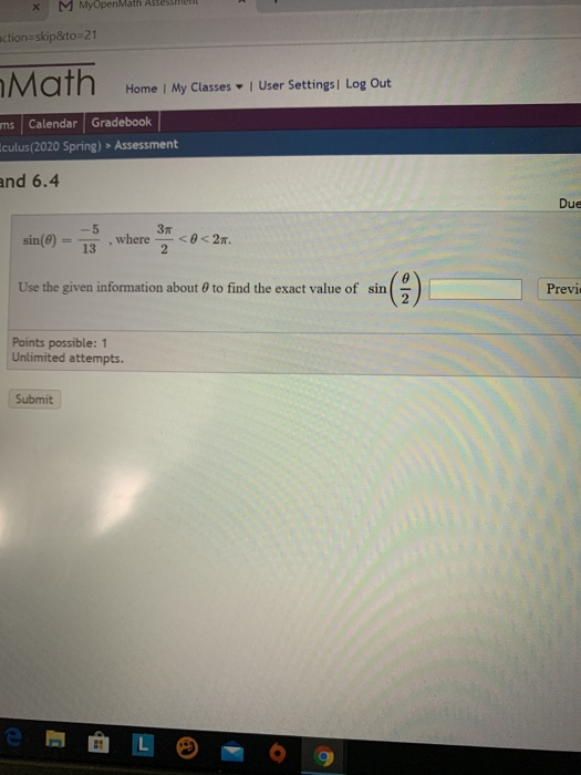 Solved M MyOpenMath Assessment action=skip&to=21 Home | My | Chegg.com