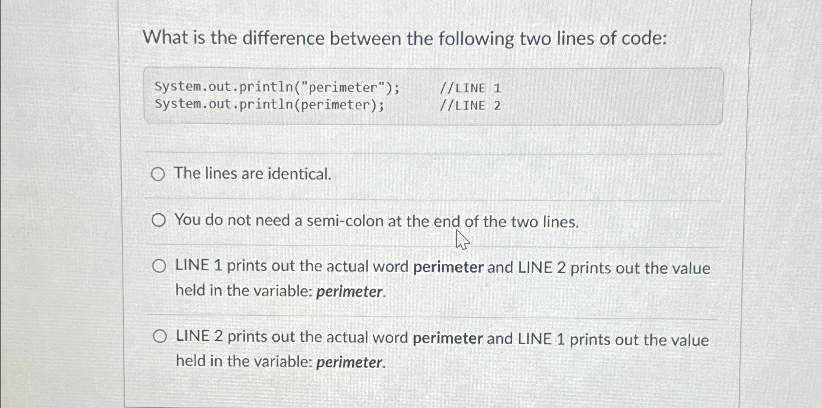 Solved What is the difference between the following two | Chegg.com