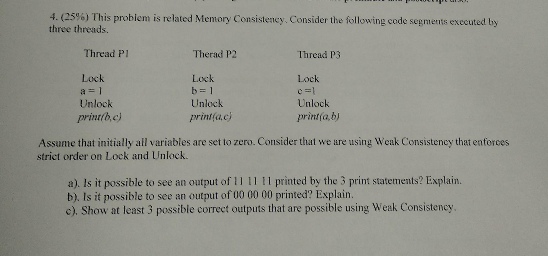 Solved 4 25 This Problem Is Related Memory Consistency