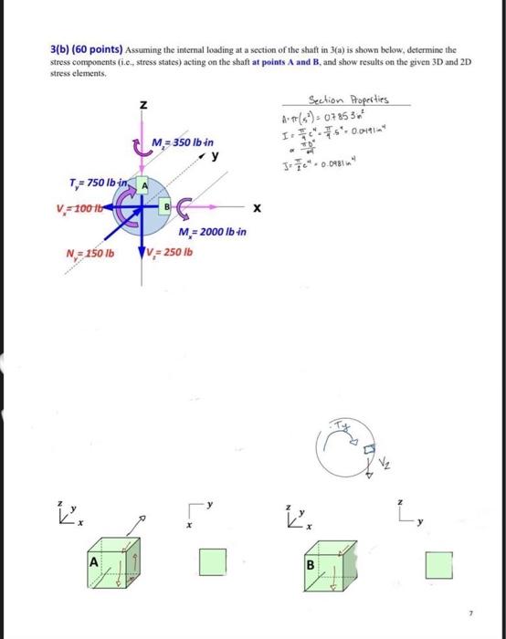 Solved 3(b) (60 points) Assuming the internal loading at a | Chegg.com