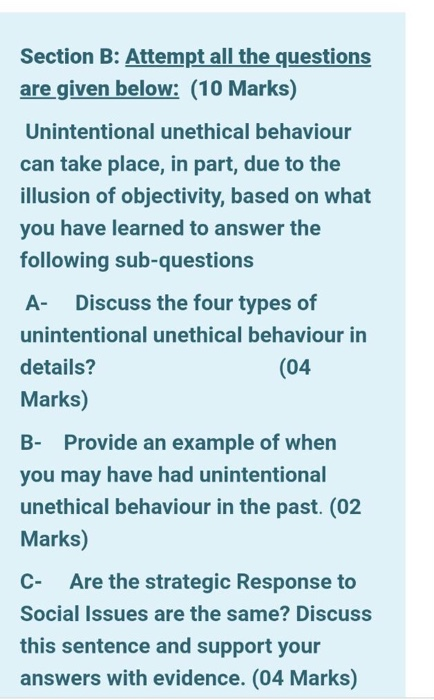 Solved Section B: Attempt All The Questions Are Given Below: | Chegg.com