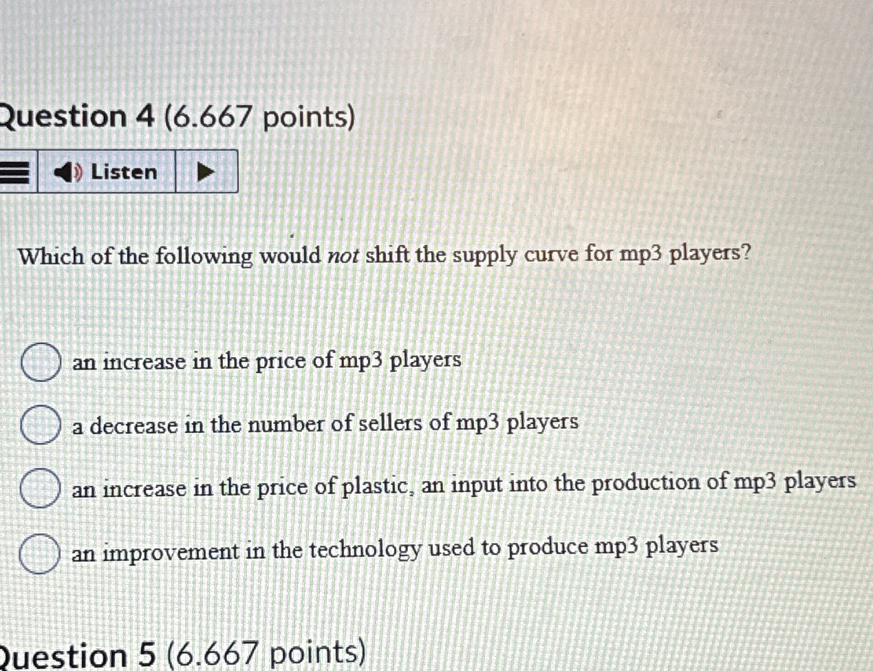 Solved Question 4 ( 6.667 ﻿points)Which of the following | Chegg.com
