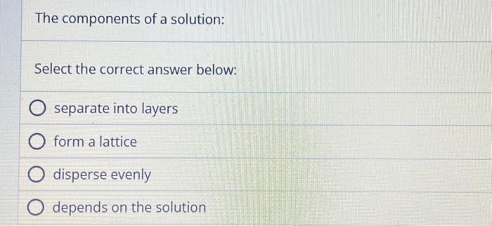 The components of a solution: Select the correct | Chegg.com