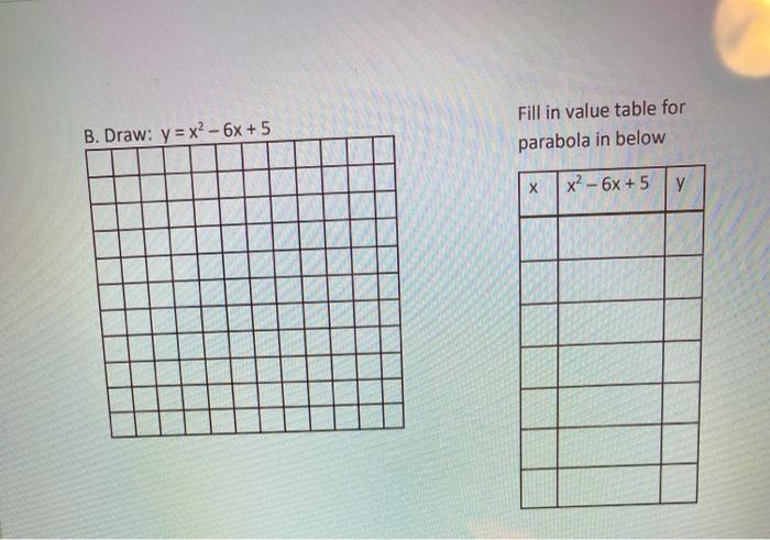 Solved B Draw Y X2 6x 5 Fill In Value Table For Chegg Com