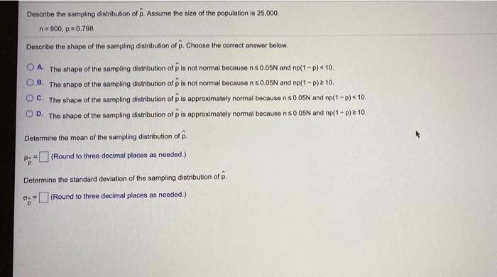 Solved Describe the sampling distribution of . Assume the | Chegg.com