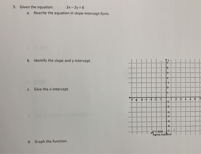 3x 2y 6 In Slope Intercept Form