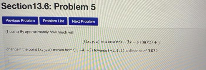 Solved Section13.6: Problem 5 Previous Problem Problem List | Chegg.com