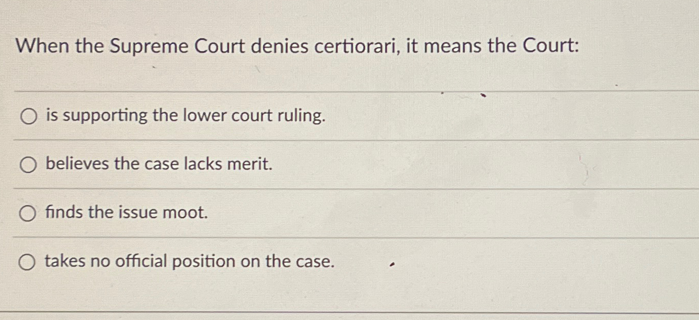 Certiorari denied clearance