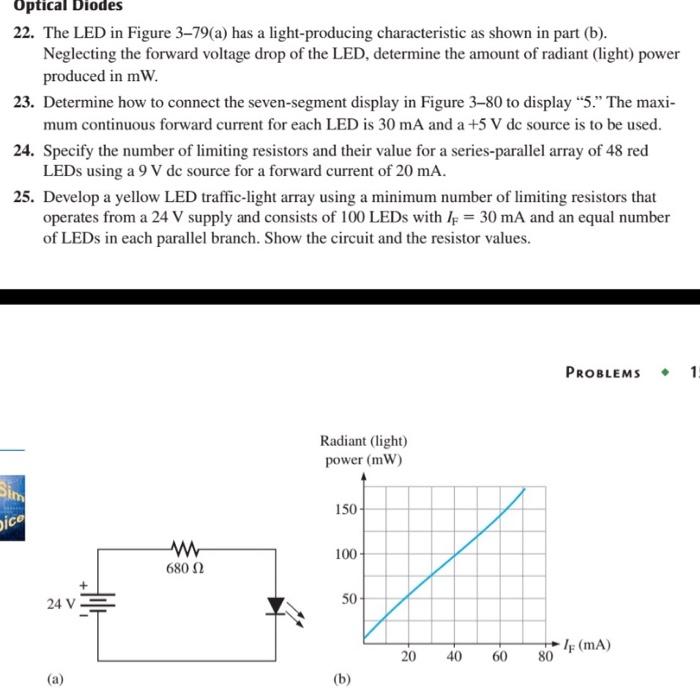 Solved Optical Diodes 22. The LED in Figure 3–79(a) has a | Chegg.com