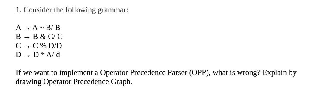 Solved 1. Consider The Following Grammar: A+ A-B/B B + B & | Chegg.com